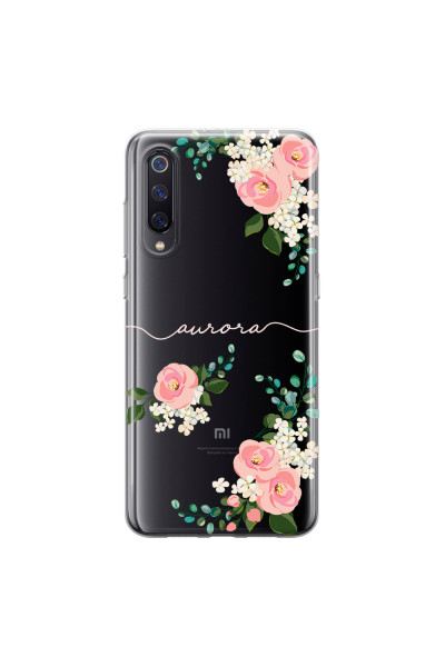 XIAOMI - Xiaomi Mi 9 - Soft Clear Case - Light Pink Floral Handwritten