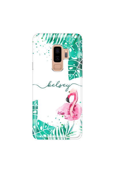 SAMSUNG - Galaxy S9 Plus - Soft Clear Case - Flamingo Watercolor