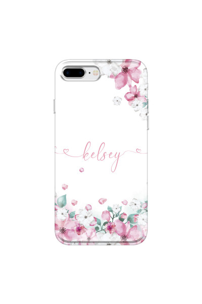 APPLE - iPhone 8 Plus - Soft Clear Case - Watercolor Flowers Handwritten