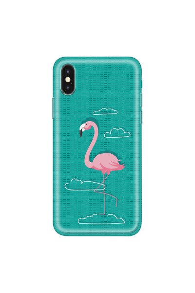 APPLE - iPhone XS - Soft Clear Case - Cartoon Flamingo