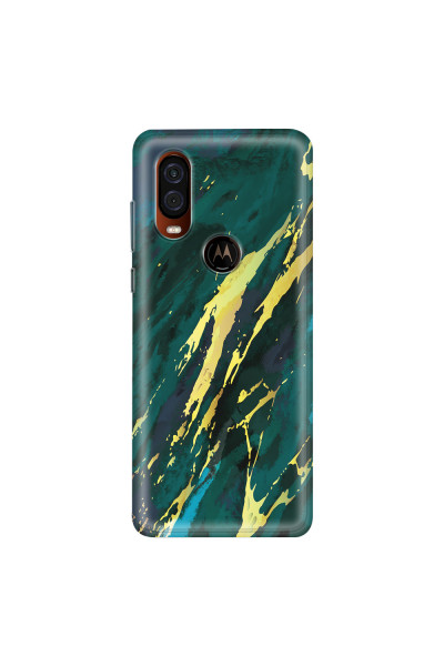 MOTOROLA by LENOVO - Moto One Vision - Soft Clear Case - Marble Emerald Green