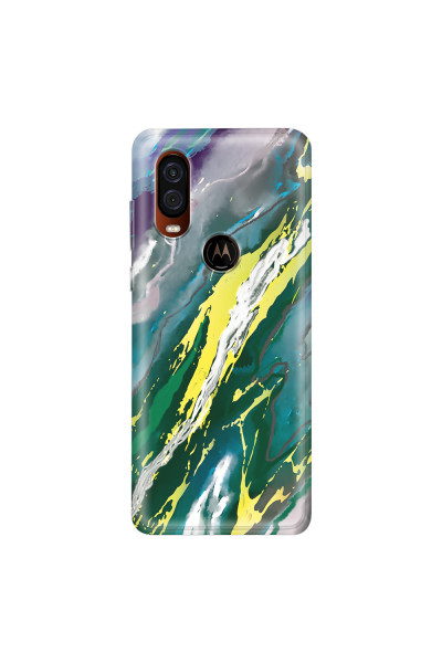 MOTOROLA by LENOVO - Moto One Vision - Soft Clear Case - Marble Rainforest Green