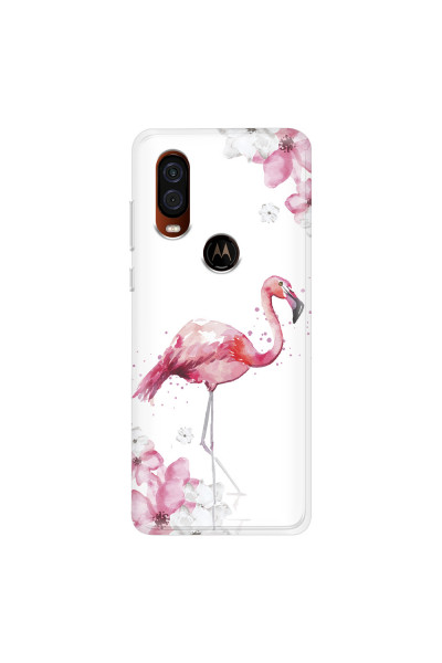MOTOROLA by LENOVO - Moto One Vision - Soft Clear Case - Pink Tropes