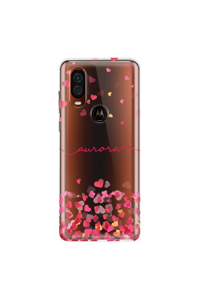 MOTOROLA by LENOVO - Moto One Vision - Soft Clear Case - Scattered Hearts