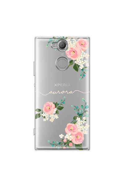 SONY - Sony XA2 - Soft Clear Case - Light Pink Floral Handwritten