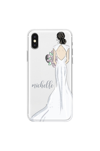 APPLE - iPhone XS - Soft Clear Case - Bride To Be Blackhair Dark