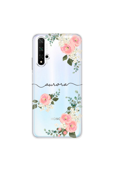 HONOR - Honor 20 - Soft Clear Case - Pink Floral Handwritten