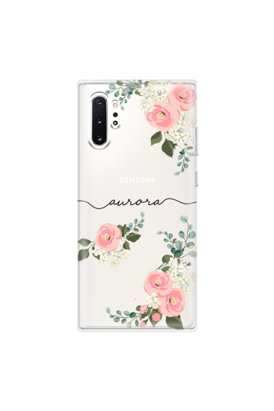 SAMSUNG - Galaxy Note 10 Plus - Soft Clear Case - Pink Floral Handwritten