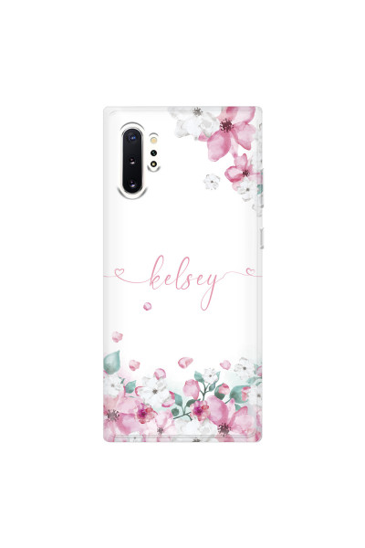 SAMSUNG - Galaxy Note 10 Plus - Soft Clear Case - Watercolor Flowers Handwritten