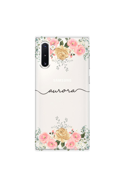 SAMSUNG - Galaxy Note 10 - Soft Clear Case - Dark Gold Floral Handwritten