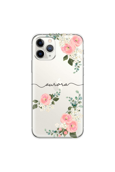 APPLE - iPhone 11 Pro Max - Soft Clear Case - Pink Floral Handwritten