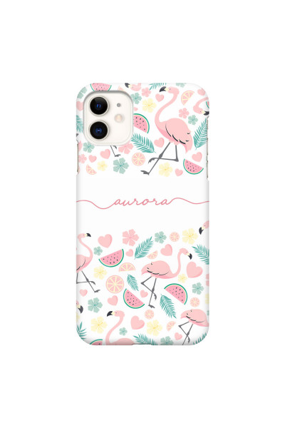 APPLE - iPhone 11 - 3D Snap Case - Clear Flamingo Handwritten
