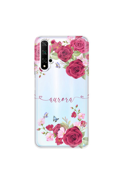 HONOR - Honor 20 - Soft Clear Case - Rose Garden with Monogram