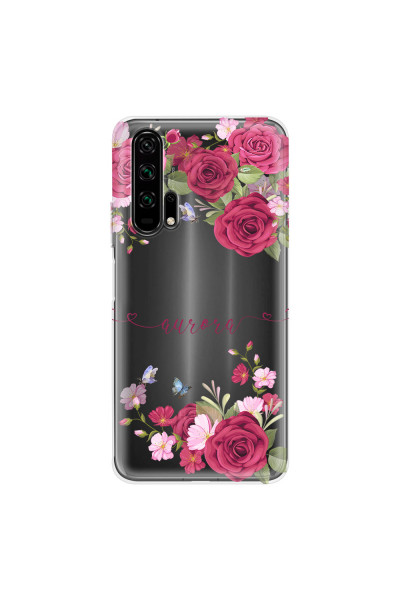 HONOR - Honor 20 Pro - Soft Clear Case - Rose Garden with Monogram