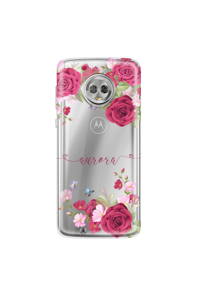 MOTOROLA by LENOVO - Moto G6 - Soft Clear Case - Rose Garden with Monogram