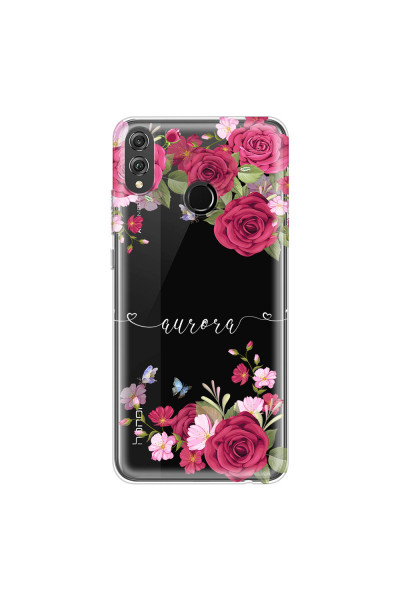 HONOR - Honor 8X - Soft Clear Case - Rose Garden with Monogram