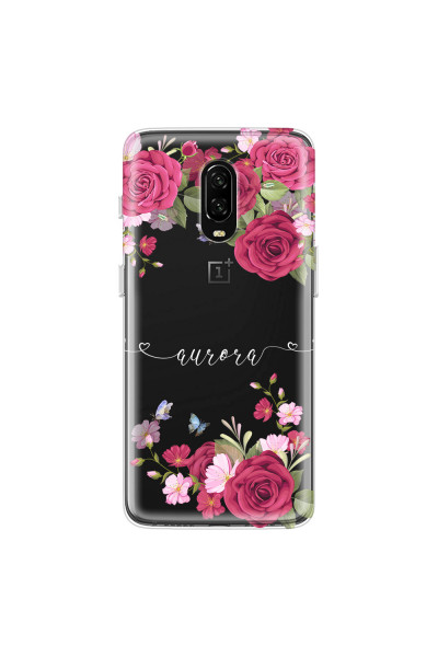 ONEPLUS - OnePlus 6T - Soft Clear Case - Rose Garden with Monogram