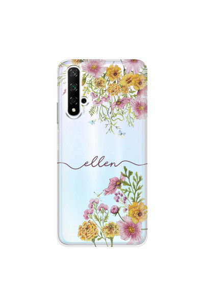 HONOR - Honor 20 - Soft Clear Case - Meadow Garden with Monogram