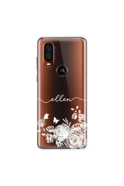 MOTOROLA by LENOVO - Moto One Vision - Soft Clear Case - Handwritten White Lace