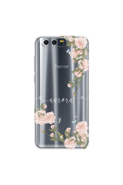 HONOR - Honor 9 - Soft Clear Case - Pink Rose Garden with Monogram