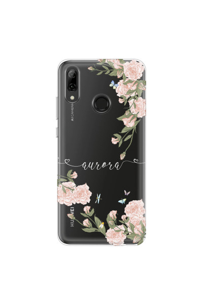 HUAWEI - P Smart 2019 - Soft Clear Case - Pink Rose Garden with Monogram