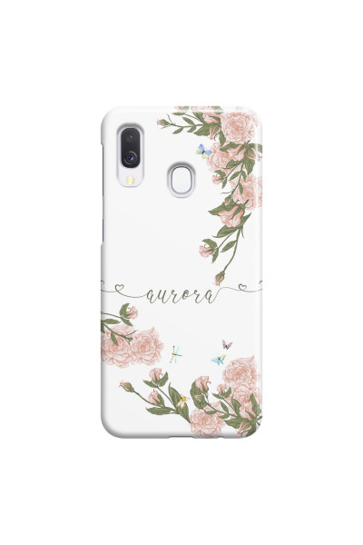 SAMSUNG - Galaxy A40 - 3D Snap Case - Pink Rose Garden with Monogram
