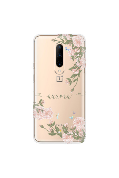 ONEPLUS - OnePlus 7 Pro - Soft Clear Case - Pink Rose Garden with Monogram