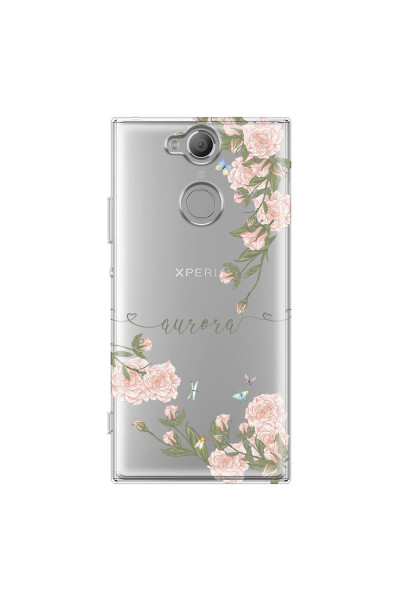SONY - Sony XA2 - Soft Clear Case - Pink Rose Garden with Monogram