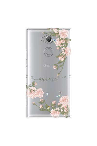 SONY - Sony XA2 Ultra - Soft Clear Case - Pink Rose Garden with Monogram