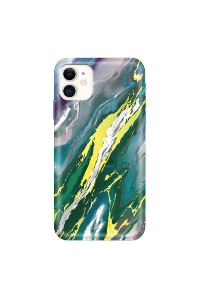 APPLE - iPhone 11 - Soft Clear Case - Marble Rainforest Green