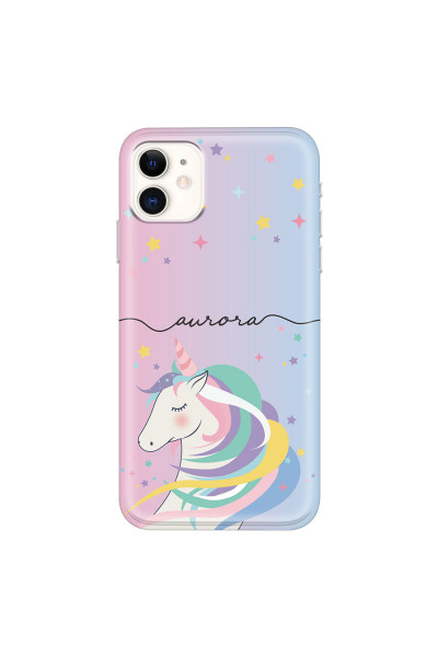 APPLE - iPhone 11 - Soft Clear Case - Pink Unicorn Handwritten
