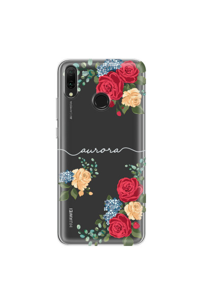 HUAWEI - Y9 2019 - Soft Clear Case - Light Red Floral Handwritten