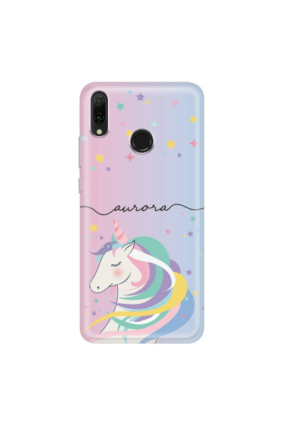 HUAWEI - Y9 2019 - Soft Clear Case - Pink Unicorn Handwritten