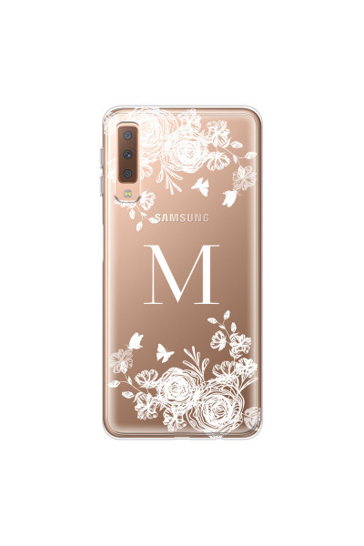 SAMSUNG - Galaxy A7 2018 - Soft Clear Case - White Lace Monogram