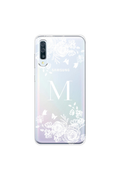 SAMSUNG - Galaxy A70 - Soft Clear Case - White Lace Monogram