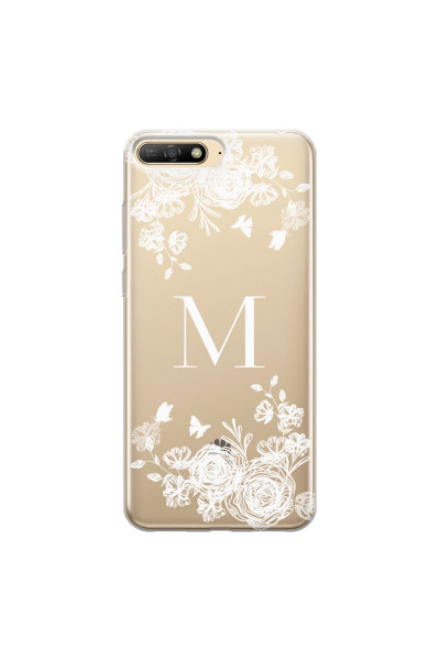 HUAWEI - Y6 2018 - Soft Clear Case - White Lace Monogram