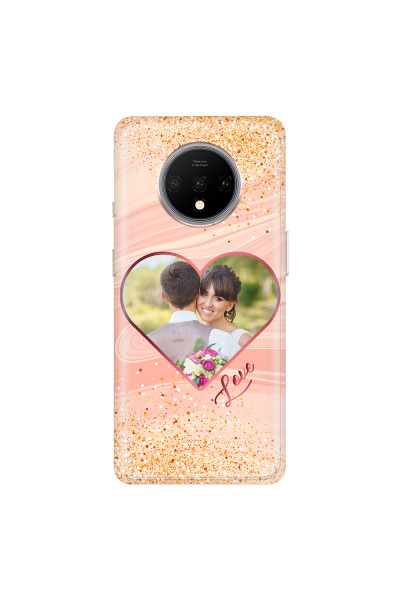 ONEPLUS - OnePlus 7T - Soft Clear Case - Glitter Love Heart Photo