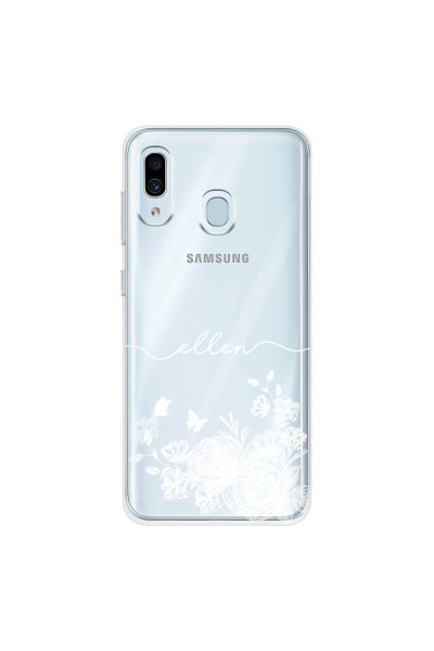 SAMSUNG - Galaxy A20 / A30 - Soft Clear Case - Handwritten White Lace