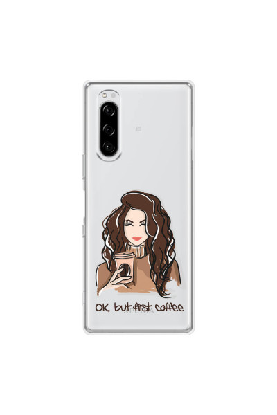 SONY - Sony Xperia 5 - Soft Clear Case - But First Coffee