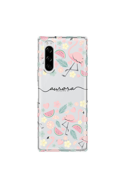 SONY - Sony Xperia 5 - Soft Clear Case - Monogram Flamingo Pattern III