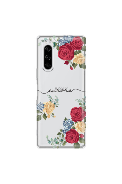SONY - Sony Xperia 5 - Soft Clear Case - Red Floral Handwritten