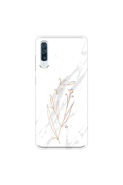 SAMSUNG - Galaxy A70 - Soft Clear Case - White Marble Flowers