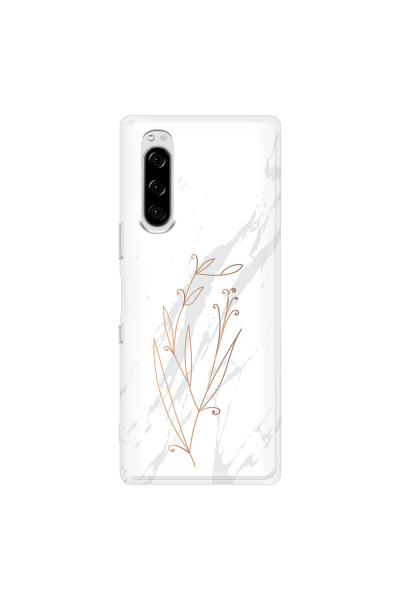 SONY - Sony Xperia 5 - Soft Clear Case - White Marble Flowers