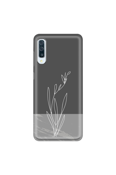 SAMSUNG - Galaxy A70 - Soft Clear Case - Dark Grey Marble Flower