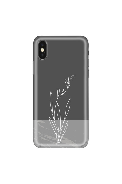 APPLE - iPhone XS - Soft Clear Case - Dark Grey Marble Flower