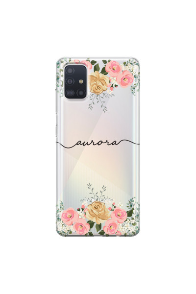 SAMSUNG - Galaxy A51 - Soft Clear Case - Gold Floral Handwritten Dark