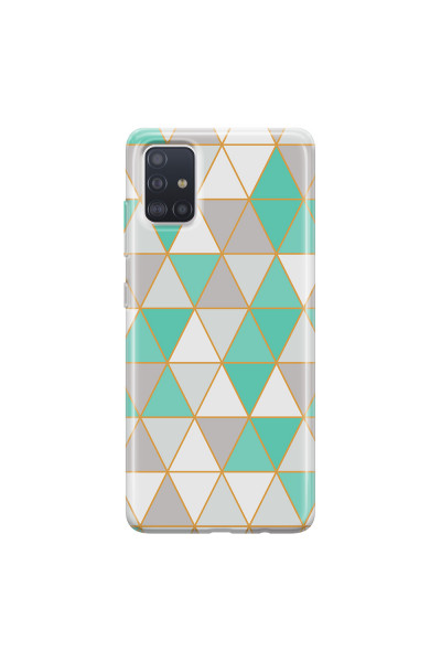 SAMSUNG - Galaxy A51 - Soft Clear Case - Green Triangle Pattern