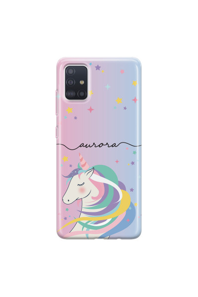 SAMSUNG - Galaxy A51 - Soft Clear Case - Pink Unicorn Handwritten