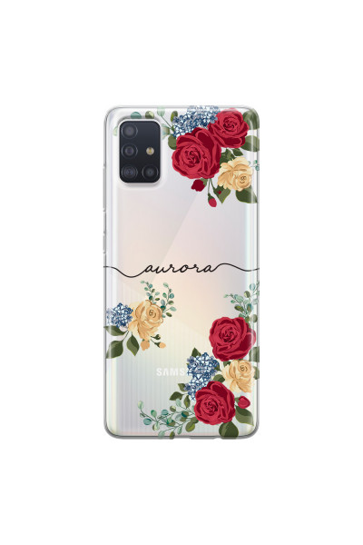 SAMSUNG - Galaxy A51 - Soft Clear Case - Red Floral Handwritten