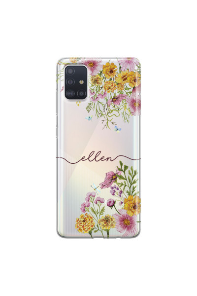 SAMSUNG - Galaxy A71 - Soft Clear Case - Meadow Garden with Monogram Red